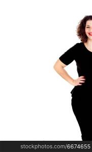 Sensual curvy girl with black dress. Sensual curvy girl with black dress isolated on a white background