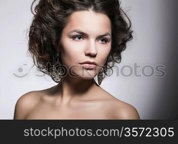 Sensual Girl Beauty Portrait - Natural Makeup. Perfect Model