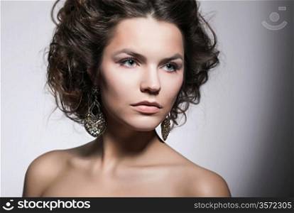 Sensual Girl Beauty Portrait - Natural Makeup. Perfect Model