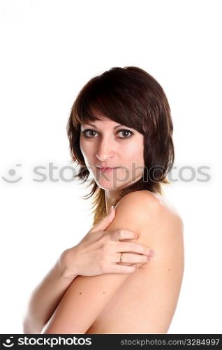 sensual girl isolated in studio on white background