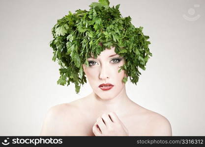 Sensual portrait of parsley haired woman