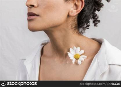 sensual woman with flower neck