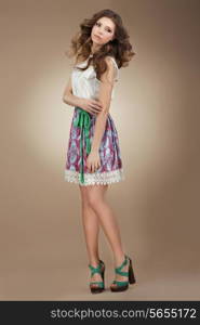 Sentimentality. Elegant Cute Female in Stylish Dress