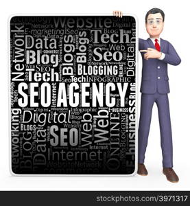 Seo Agency Representing Search Engine And Agencies 3d Rendering