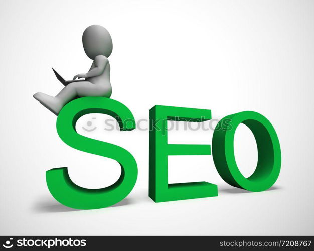 SEO concept icon means search engine optimisation for website traffic. Online promotion for ranking and improved sales - 3d illustration