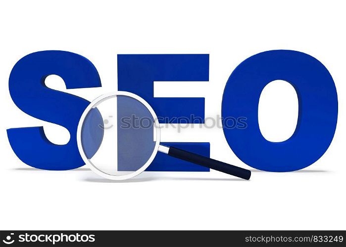 SEO concept icon means search engine optimisation for website traffic. Online promotion for ranking and improved sales - 3d illustration