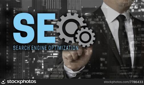 Seo concept is shown by businessman.. Seo concept is shown by businessman