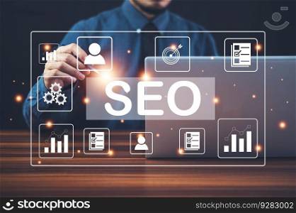 SEO for Business analysis SEO Search Engine Optimization Marketing Ranking Traffic Website Internet Business Technology Concept.