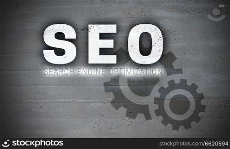 SEO on concrete wall background concept.. SEO on concrete wall background concept