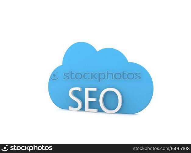 SEO optimization and a cloud .. SEO optimization and a cloud on a white background. 3d render illustration.