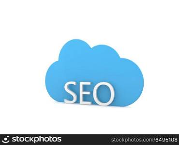 SEO optimization and a cloud .. SEO optimization and a cloud on a white background. 3d render illustration.