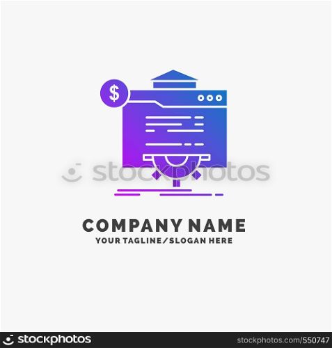 seo, progress, globe, technology, website Purple Business Logo Template. Place for Tagline.. Vector EPS10 Abstract Template background