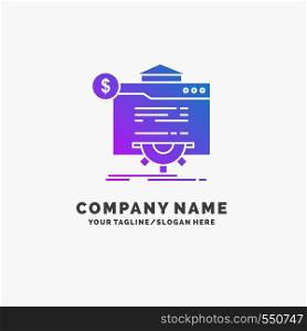 seo, progress, globe, technology, website Purple Business Logo Template. Place for Tagline.. Vector EPS10 Abstract Template background