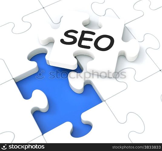 SEO Puzzle Showing E-Marketing, Promotions And Optimization