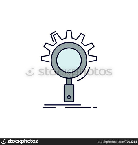 seo, search, optimization, process, setting Flat Color Icon Vector