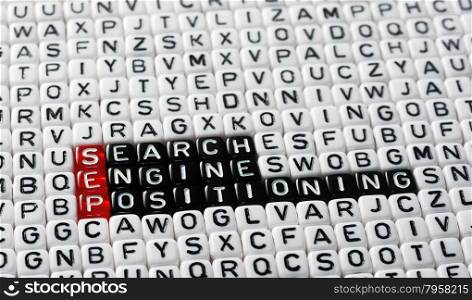 SEP Search Engine Positioning text written on cubes
