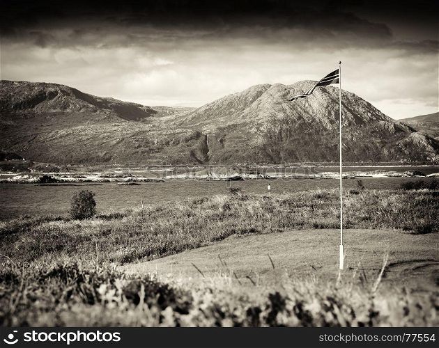 Sepia Norway flag landscape background. Sepia Norway flag landscape background hd