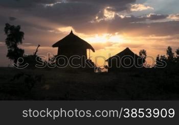 Sequence of african sunset and sunrise in Ethiopia, Africa
