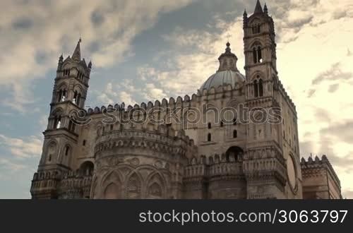 Sequence of an Italian cathedral in Palermo, Sicily, Italy