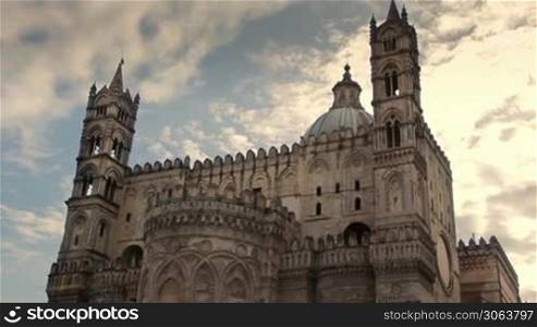Sequence of an Italian cathedral in Palermo, Sicily, Italy