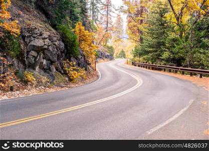 Sequoia National Park Road at autumn. California, United States.