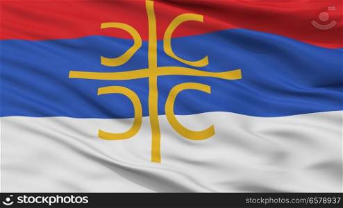 Serbia Nationalistic Flag, Closeup View. Serbia Nationalistic Flag Closeup