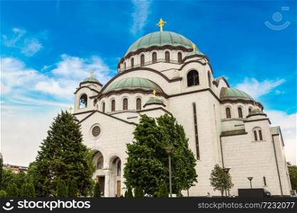 Serbian orthodox church of Saint Sava in Belgrade, Serbia in a beautiful summer day