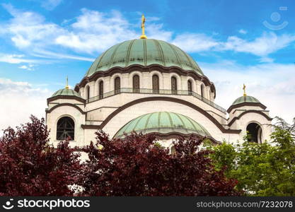 Serbian orthodox church of Saint Sava in Belgrade, Serbia in a beautiful summer day