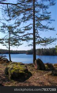 Serene lake view from the province Smaland in Sweden