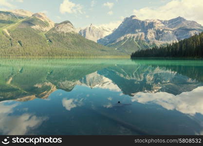 Serenity Emerald Lake in the Yoho National Park, Canada