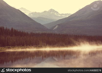 Serenity lake in Alaskan tundra