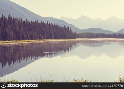 Serenity lake in Alaskan tundra