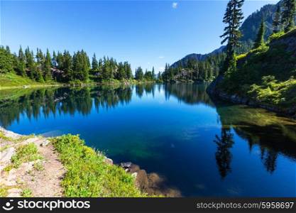 Serenity lake in the mountains