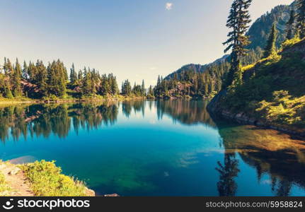 Serenity lake in the mountains