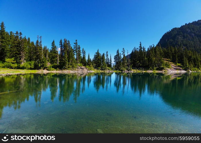 Serenity lake in the mountains