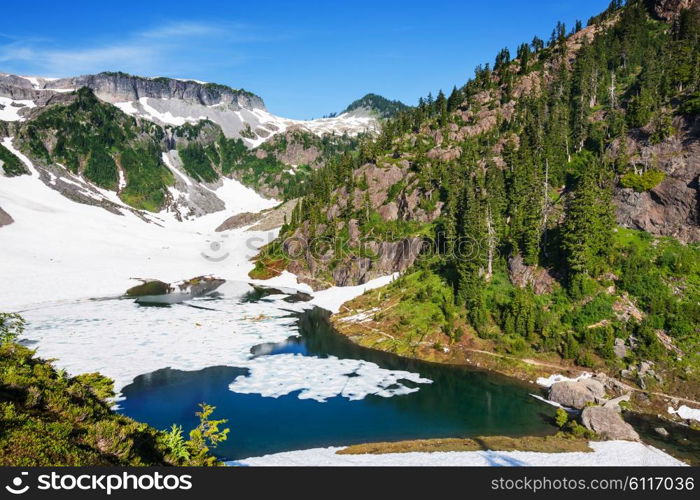 Serenity lake in the mountains