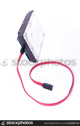 serial ATA hard drive isolated. isolated serial ATA hard drive with data cable
