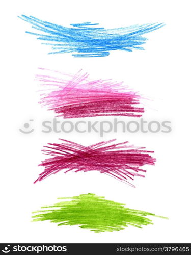 Series of abstract color hand drawn design elements