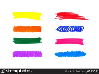 Series of abstract colorful hand draw elements for design