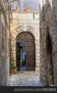 Sermoneta, Latina, Lazio, Italy: typical street of the historic town.