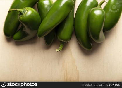 Serrano Chile or Green Chile. (Capsicum annum). Very popular variety of hot chili in Mexican cuisine, it is commonly consumed fresh in a wide variety of sauces and dishes.