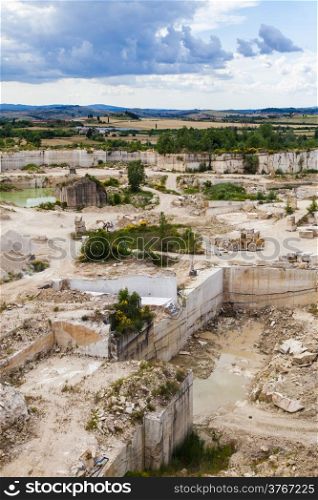 Serre di Rapolano, Siena province, Tuscany. Industry of Travertino marble