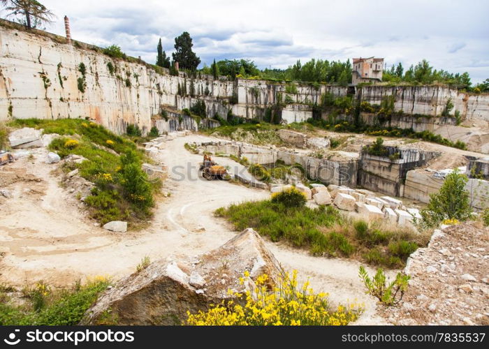 Serre di Rapolano, Siena province, Tuscany. Industry of Travertino marble