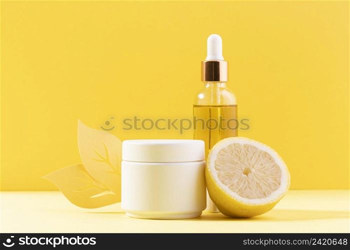 serum bottle with yellow background