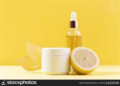 serum bottle with yellow background
