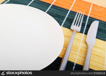 Served table with fork and knife