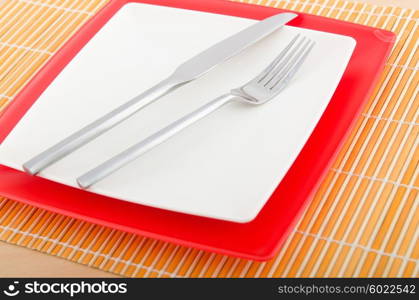 Served table with fork and knife