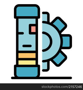 Server and gear icon. Outline server and gear vector icon color flat isolated. Server and gear icon color outline vector