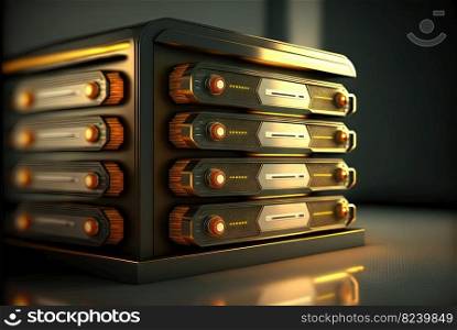 Server or cloud backup system, abstract tech device. Computer technology concept with digital storage. Generated AI. Server or cloud backup system, abstract tech device. Computer technology concept with digital storage. Generated AI.
