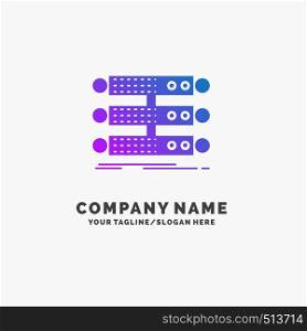 server, structure, rack, database, data Purple Business Logo Template. Place for Tagline.. Vector EPS10 Abstract Template background